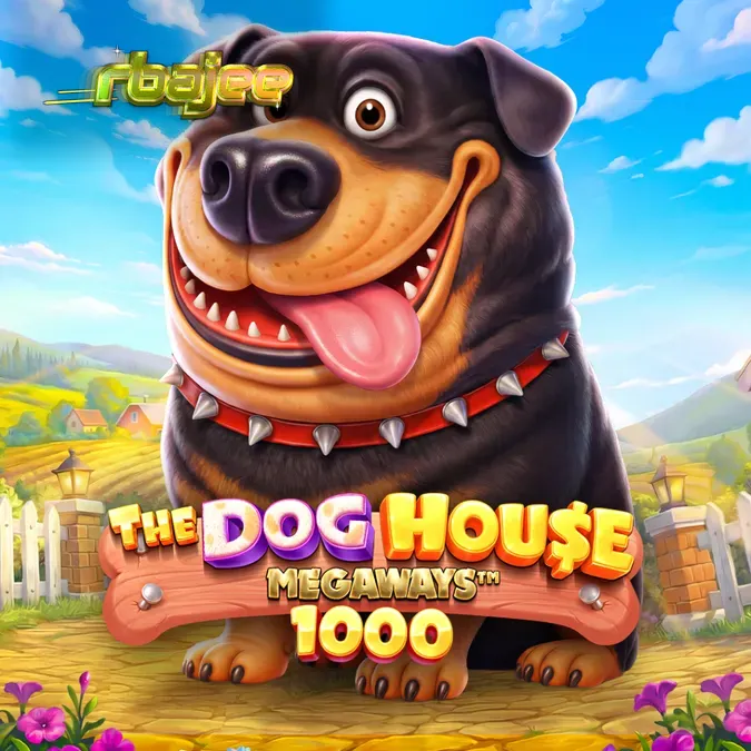 The Dog House Megaways 1000 স্লট গেমের একটি দৃশ্য যেখানে রঙিন কুকুর এবং মাল্টিপ্লায়ার ওয়াইল্ড দেখা যাচ্ছে।